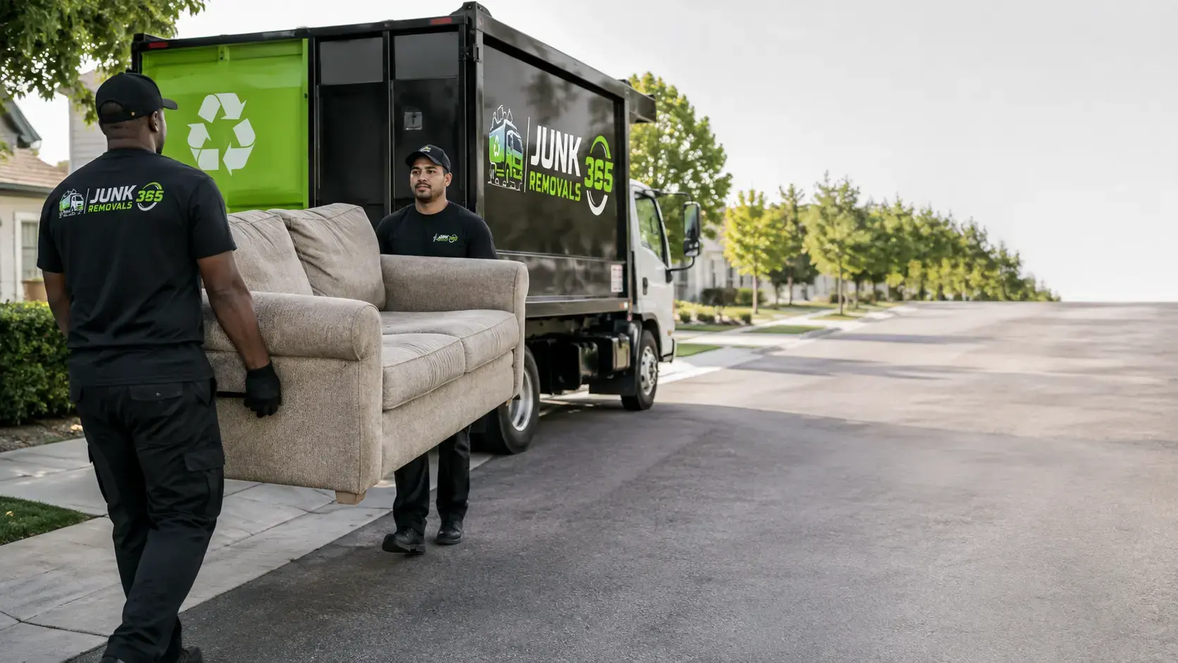 Couch removal preparation for a home cleanout in the United States