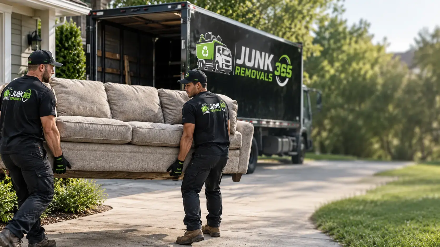Sofa haul away preparation for a home cleanout in the United States