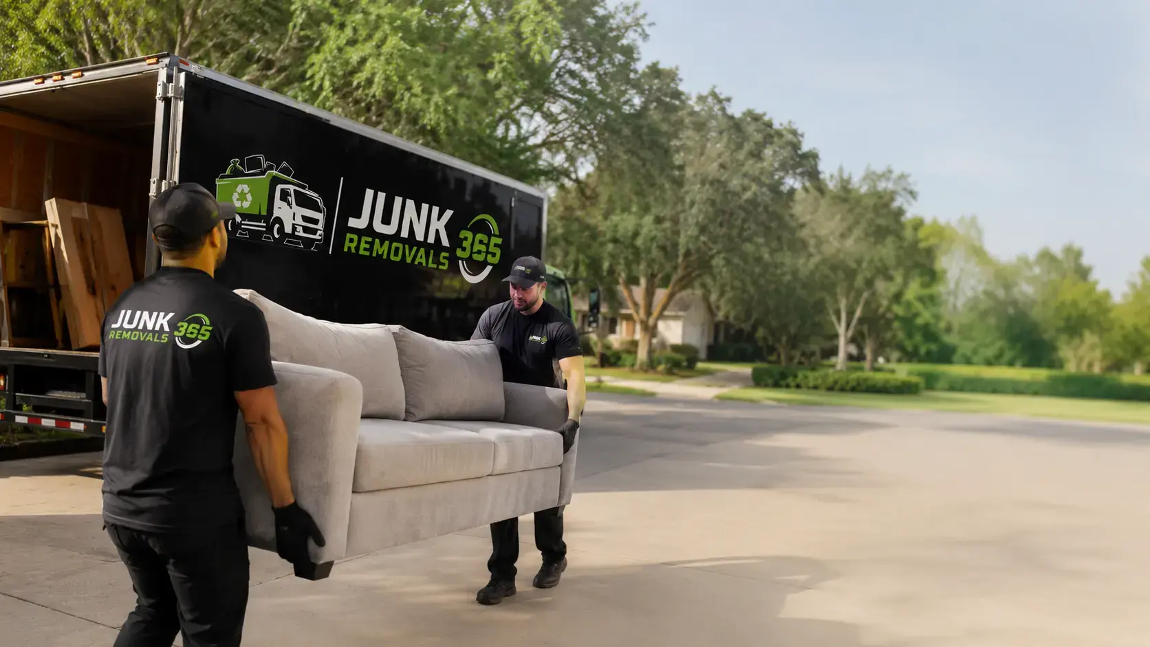 Couch removal preparation for a home cleanout in the United States